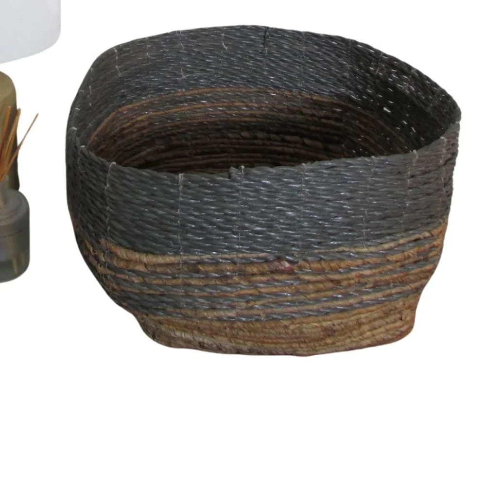 Large Slouchy Wicker Gray and Natural Basket